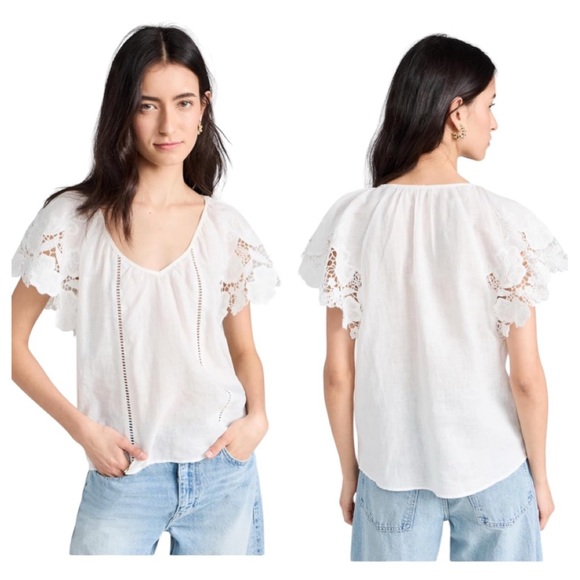 Ramy Brook Tops - RAMY BROOK Hillary Linen Top White Embroidered Linen XXS